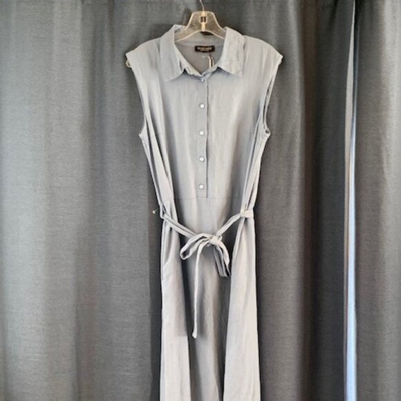 Magari Sleeveless Linen Shirt Dress with pockets - Picture 1 of 13